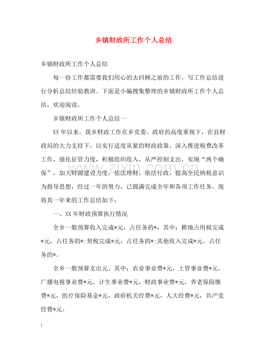 乡镇财政所工作个人总结.docx_第1页