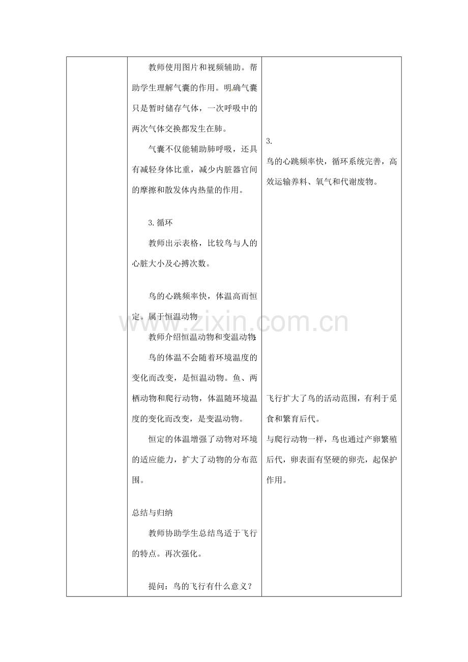 八年级生物上册 第五单元 第一章 第六节《鸟》教案2 （新版）新人教版-（新版）新人教版初中八年级上册生物教案.doc_第3页