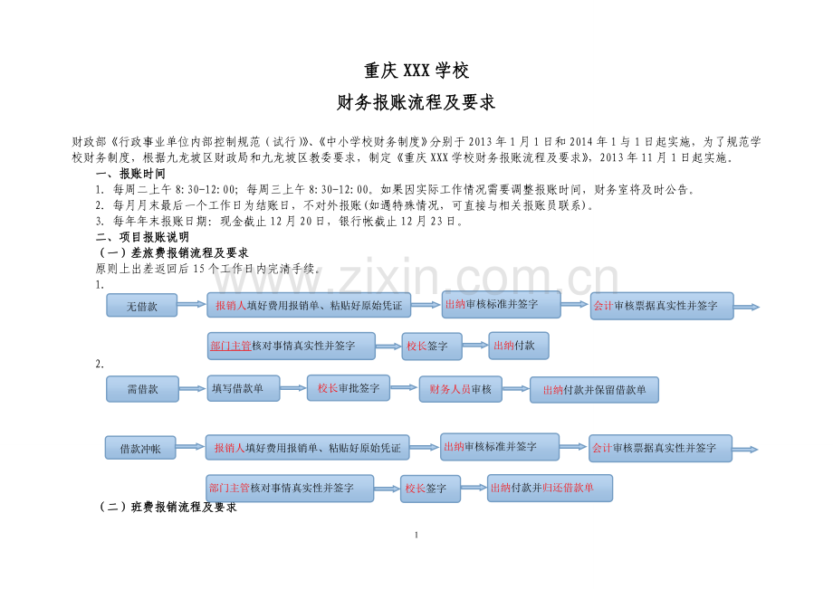 XX学校财务报账流程及要求.doc_第1页