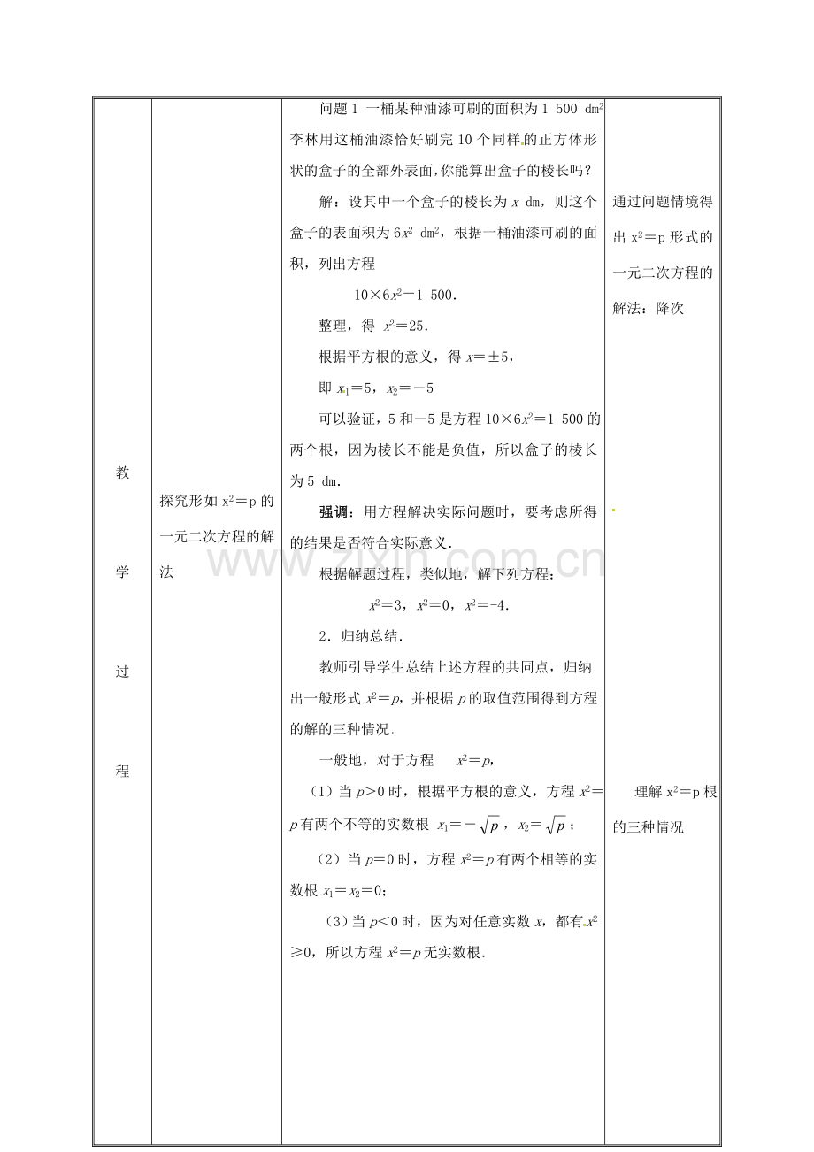 湖南省益阳市资阳区迎丰桥镇九年级数学上册 第二十一章 一元二次方程 21.2 解一元二次方程 21.2.1 配方法（第1课时）教案 （新版）新人教版-（新版）新人教版初中九年级上册数学教案.doc_第3页