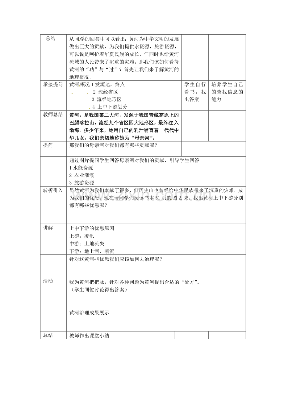 广东省广州市白云区汇侨中学八年级地理上册 第二章 第三节 黄河的治理教案 新人教版.doc_第2页