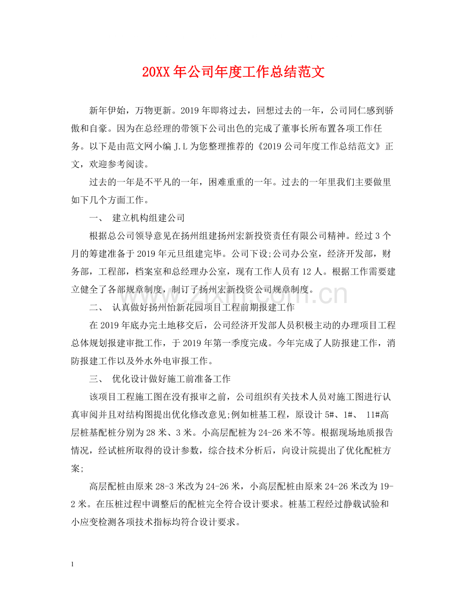 公司年度工作总结范文.docx_第1页