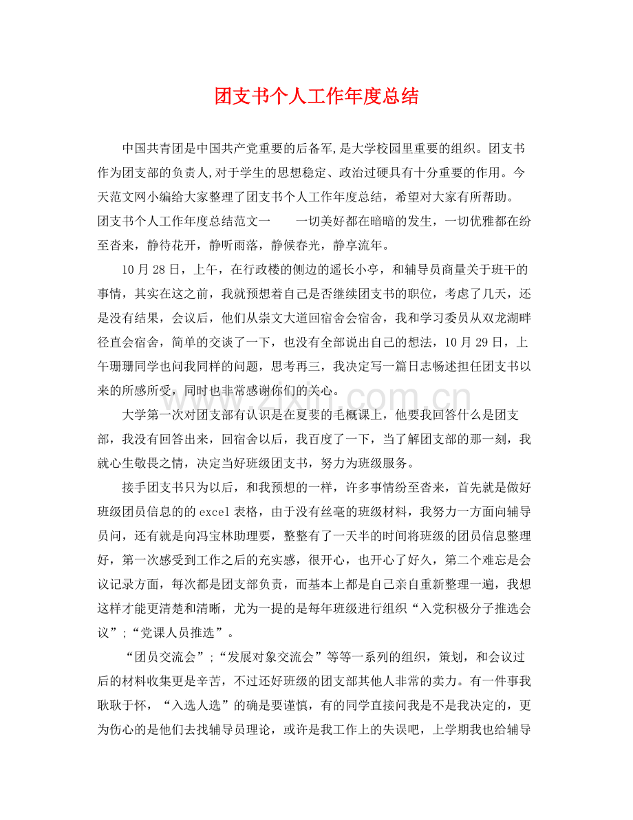 团支书个人工作年度总结 .docx_第1页