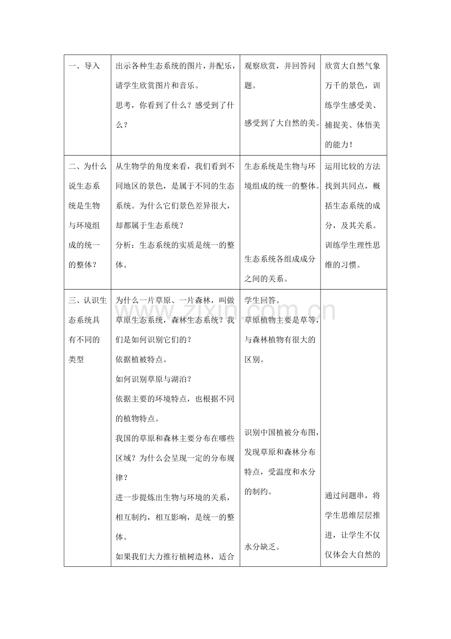 七年级生物上册 1.2.3《生物圈是最大的生态系统》教案 （新版）新人教版-（新版）新人教版初中七年级上册生物教案.doc_第3页