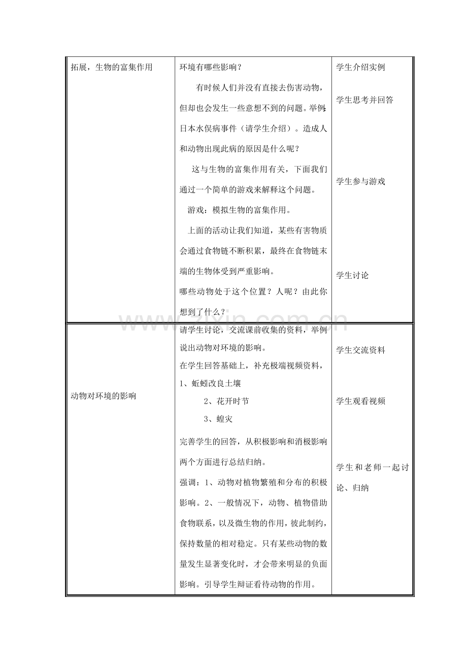 八年级生物上册 第5单元 第17章 第1节 动物在生物圈中的作用教案 （新版）北师大版-（新版）北师大版初中八年级上册生物教案.doc_第3页