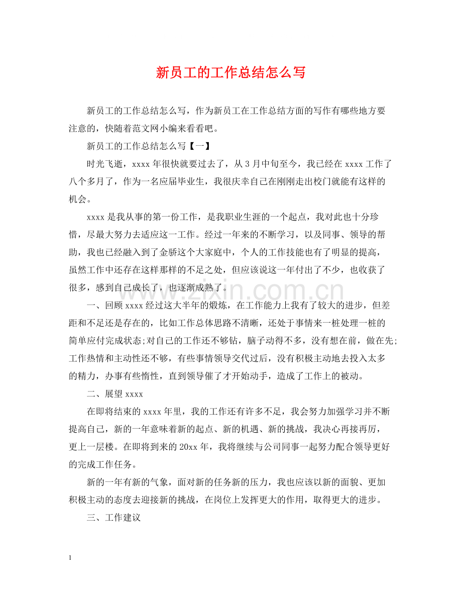 新员工的工作总结怎么写.docx_第1页