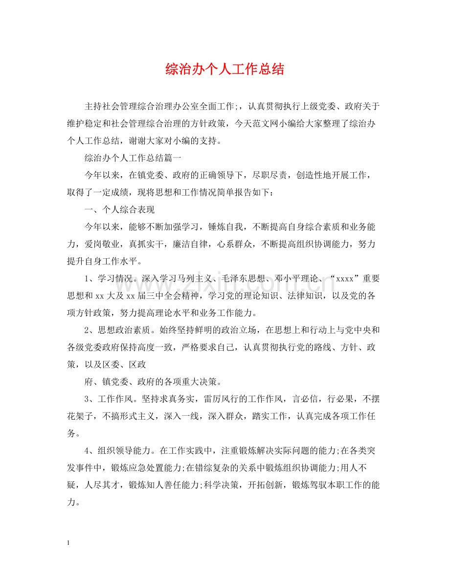 综治办个人工作总结.docx_第1页