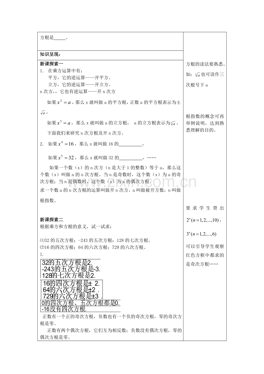 春七年级数学下册 12.4 n次方根教案 沪教版五四制-沪教版初中七年级下册数学教案.doc_第2页