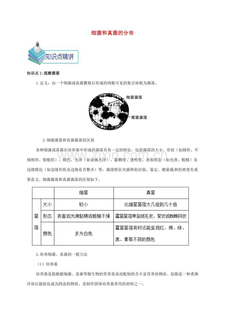 八年级生物上册 第四章 第一节 细菌和真菌的分布备课资料 （新版）新人教版-（新版）新人教版初中八年级上册生物教案.doc_第1页