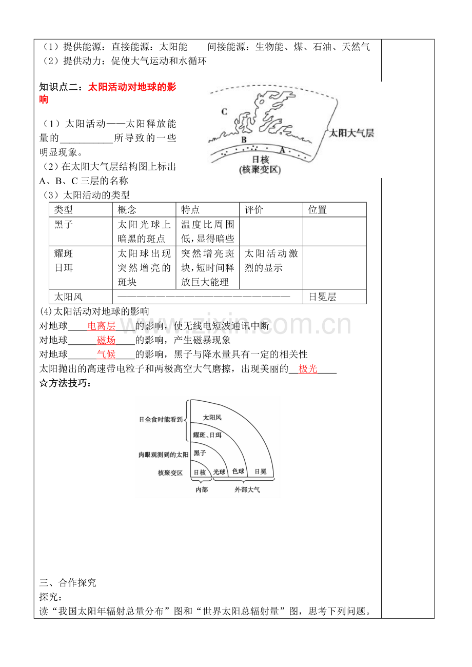 导学案1.2太阳对地球的影响.doc_第2页