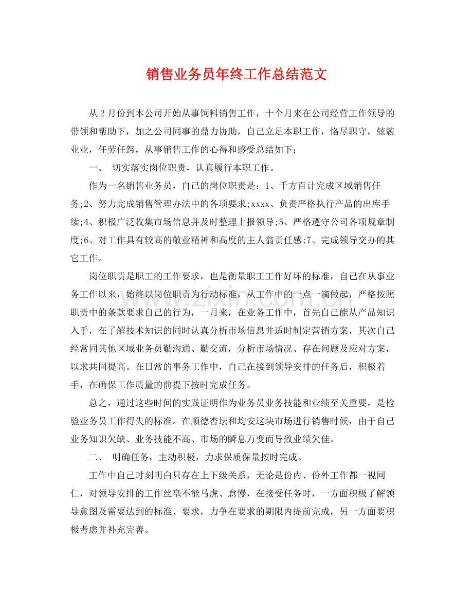 销售业务员年终工作总结范文 .docx_第1页