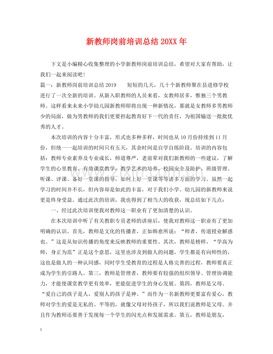 新教师岗前培训总结2.docx_第1页