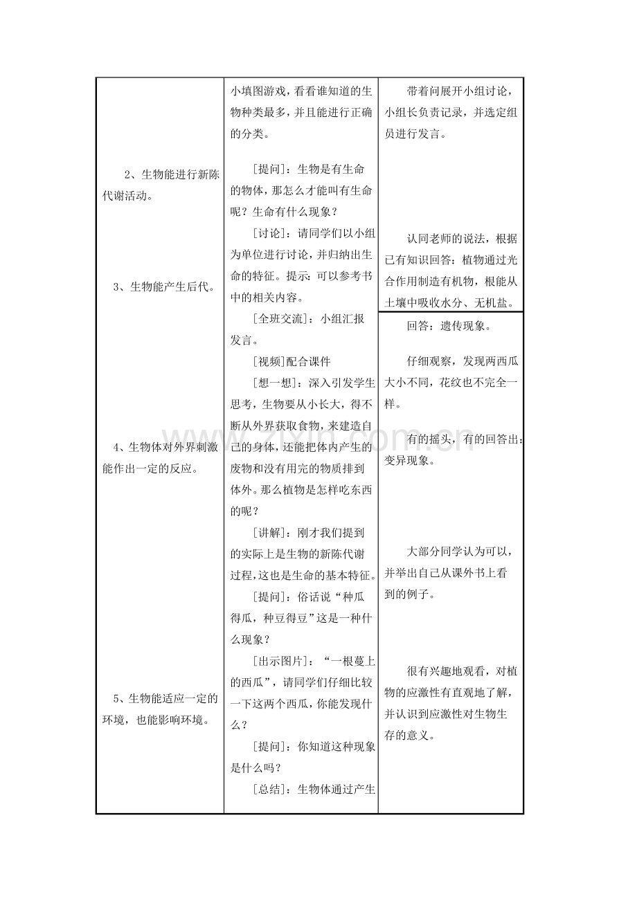 七年级生物上册 第1单元 探索生命的奥妙 第一节 我们周围的生物名师教案3 苏教版.doc_第2页