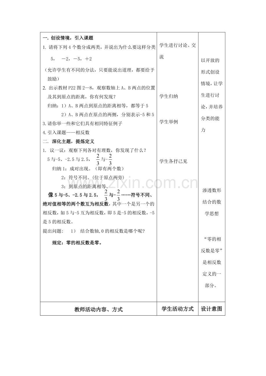 苏科版数学七年级上册2.3绝对值与相反数（二）教案.doc_第2页