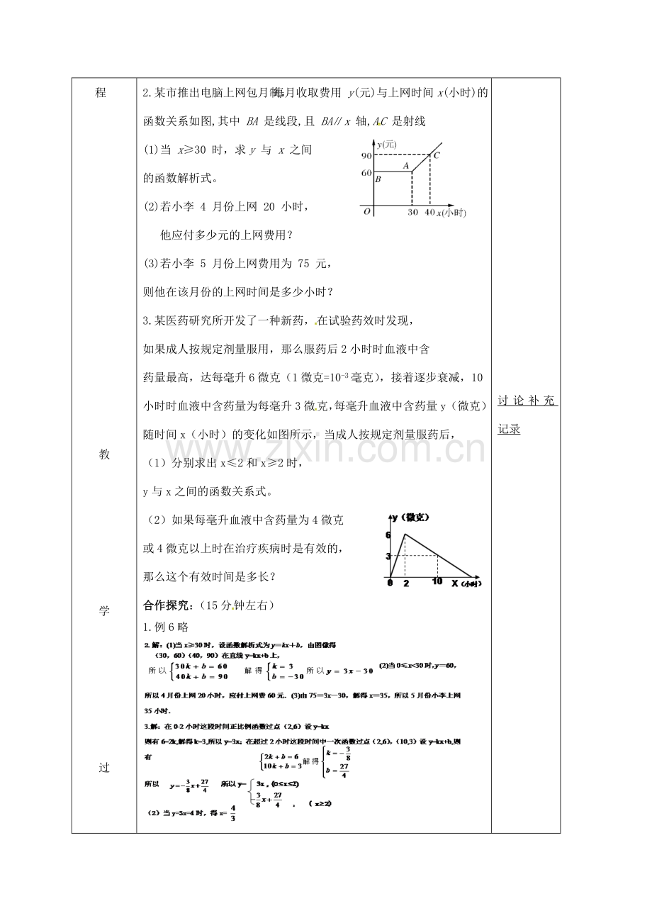 安徽省固镇县八年级数学上册 12.2 一次函数（7）教案 （新版）沪科版-（新版）沪科版初中八年级上册数学教案.doc_第2页