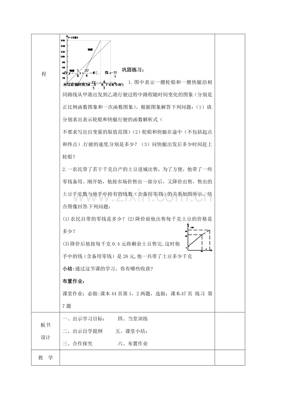 安徽省固镇县八年级数学上册 12.2 一次函数（7）教案 （新版）沪科版-（新版）沪科版初中八年级上册数学教案.doc_第3页