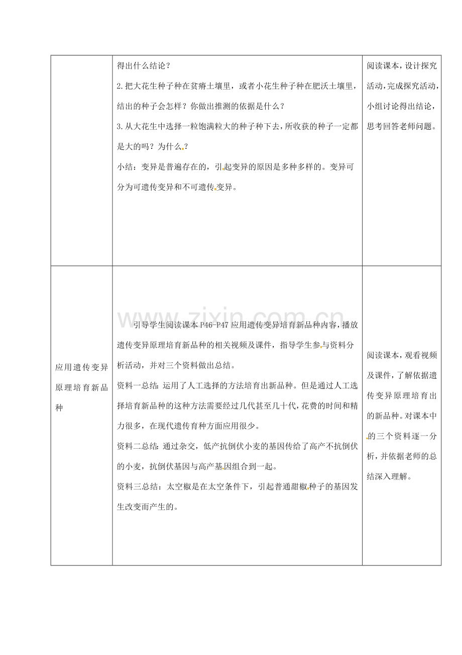 黑龙江省鸡西市八年级生物下册 7.2.5 生物的变异教案 （新版）新人教版-（新版）新人教版初中八年级下册生物教案.doc_第2页