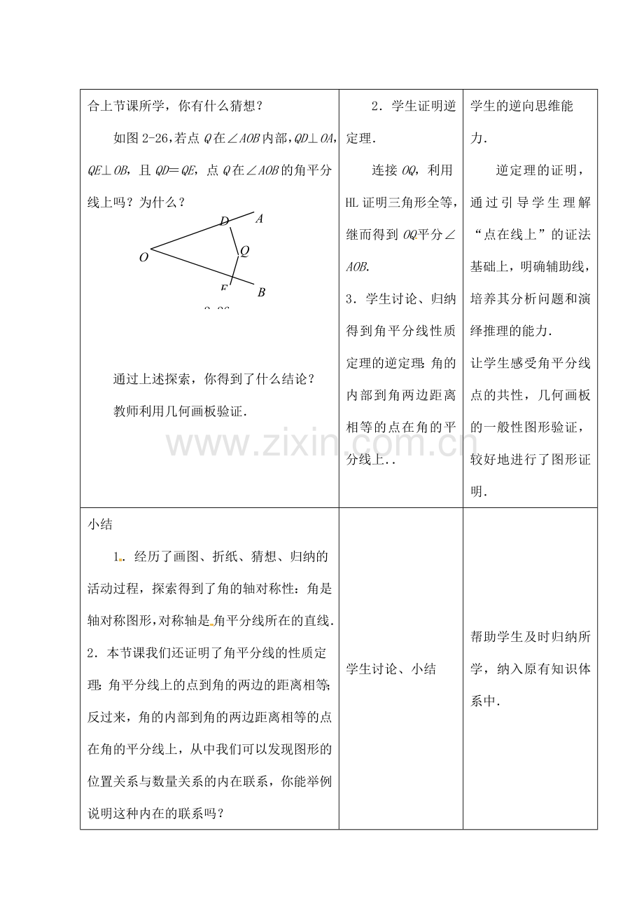 江苏省昆山市锦溪中学八年级数学上册 2.4 线段、角的轴对称性（第3课时）教案 （新版）苏科版.doc_第3页