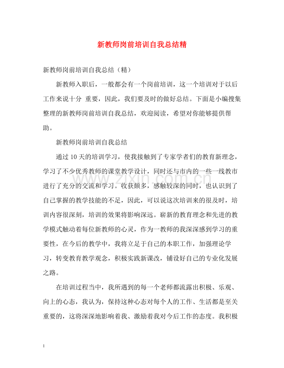 新教师岗前培训自我总结精.docx_第1页