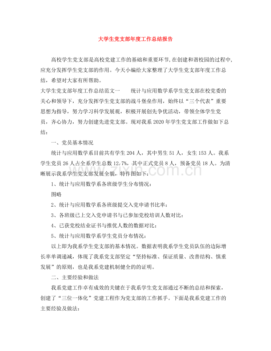 大学生党支部年度工作总结报告.docx_第1页