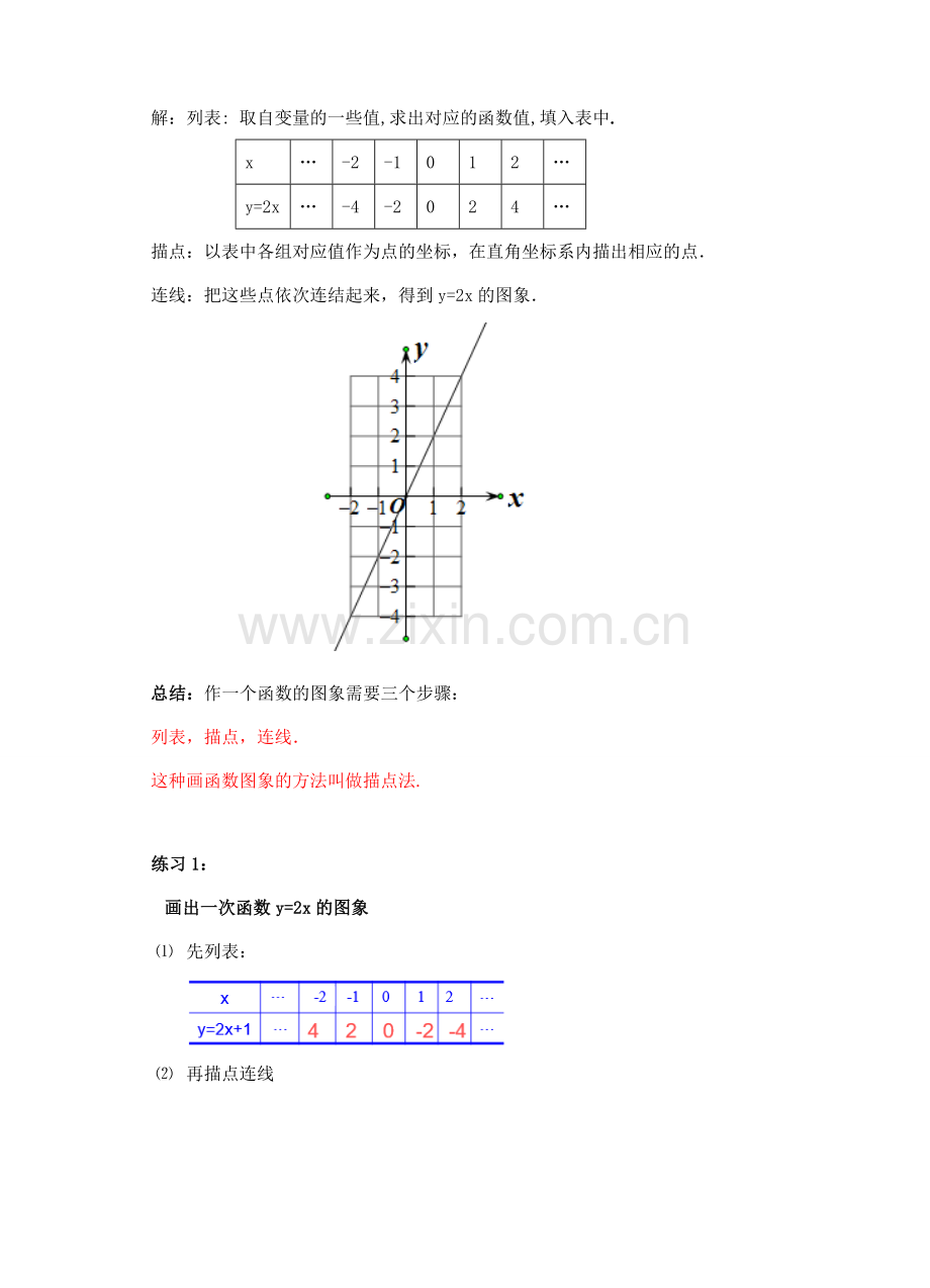 八年级数学上册 4.3 一次函数的图像（第1课时）教案 （新版）北师大版-（新版）北师大版初中八年级上册数学教案.doc_第3页