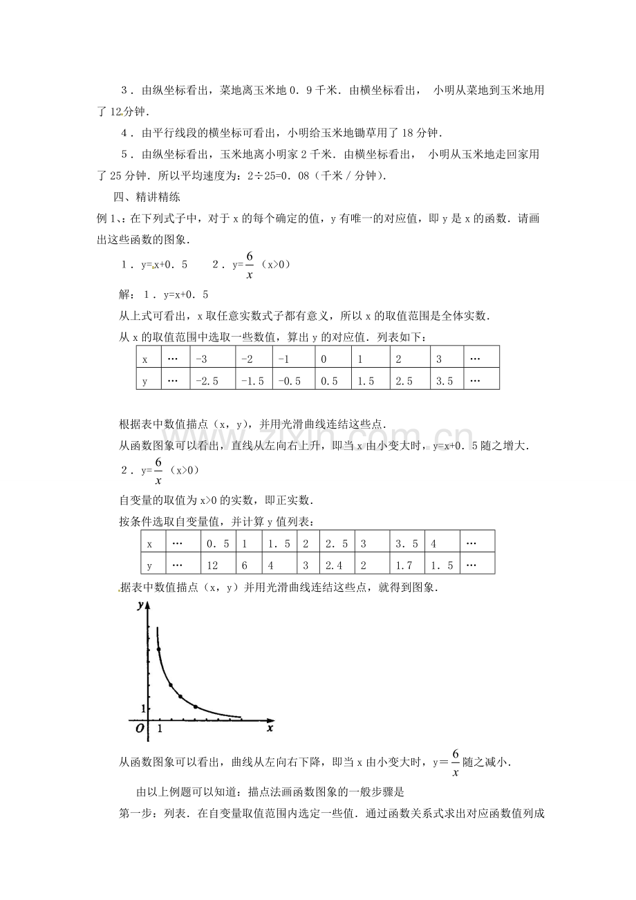 新疆石河子市第八中学八年级数学《14.1.3 函数图象》教案.doc_第3页