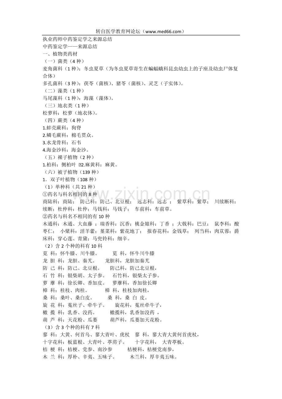 执业药师中药鉴定学之来源总结.doc_第1页