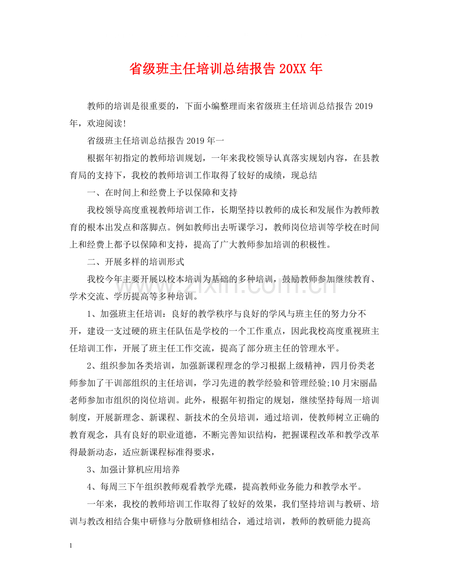 省级班主任培训总结报告.docx_第1页