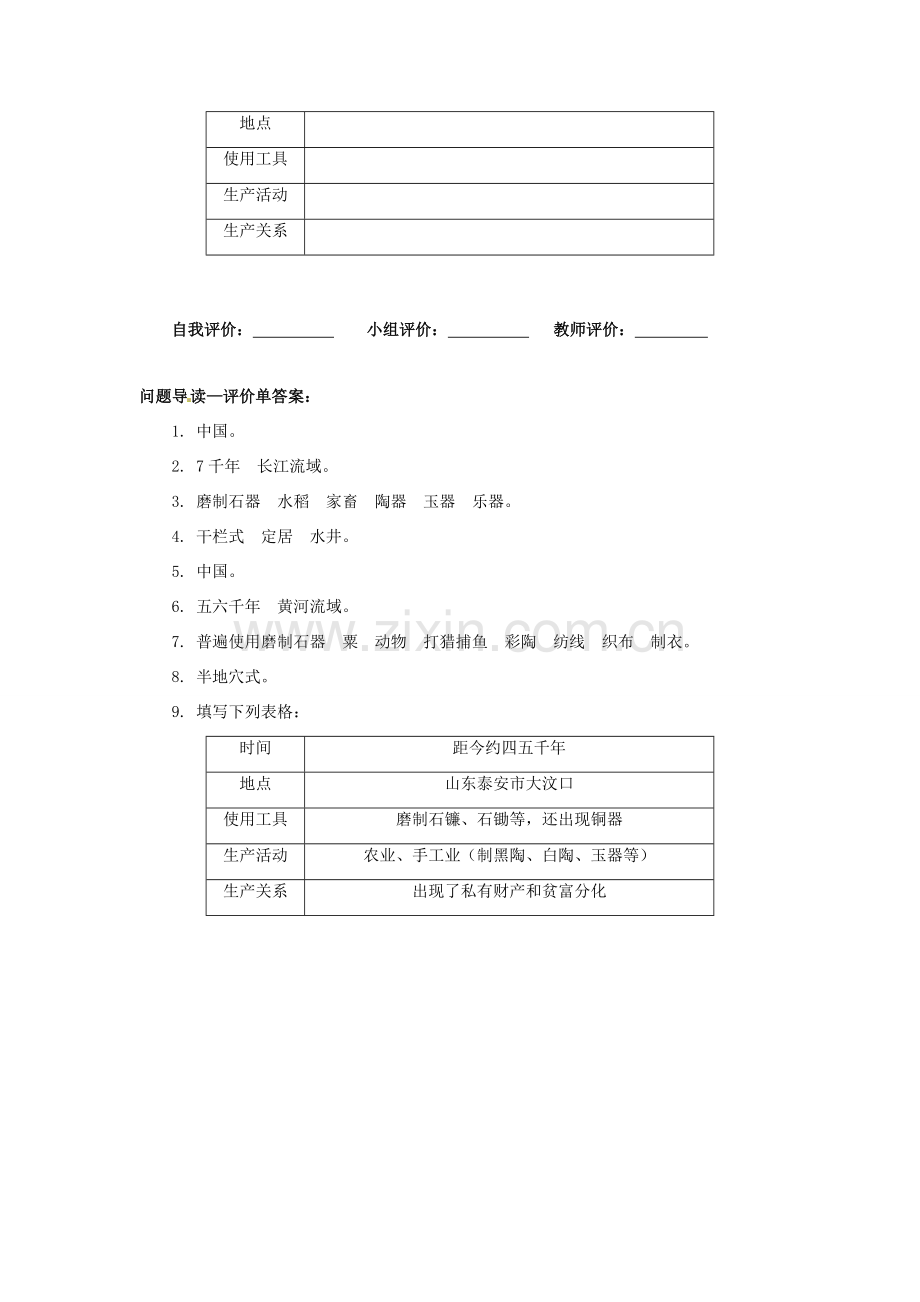 辽宁省凌海市石山初级中学七年级历史上册 1.2原始的农耕生活问题导读单 新人教版.doc_第2页