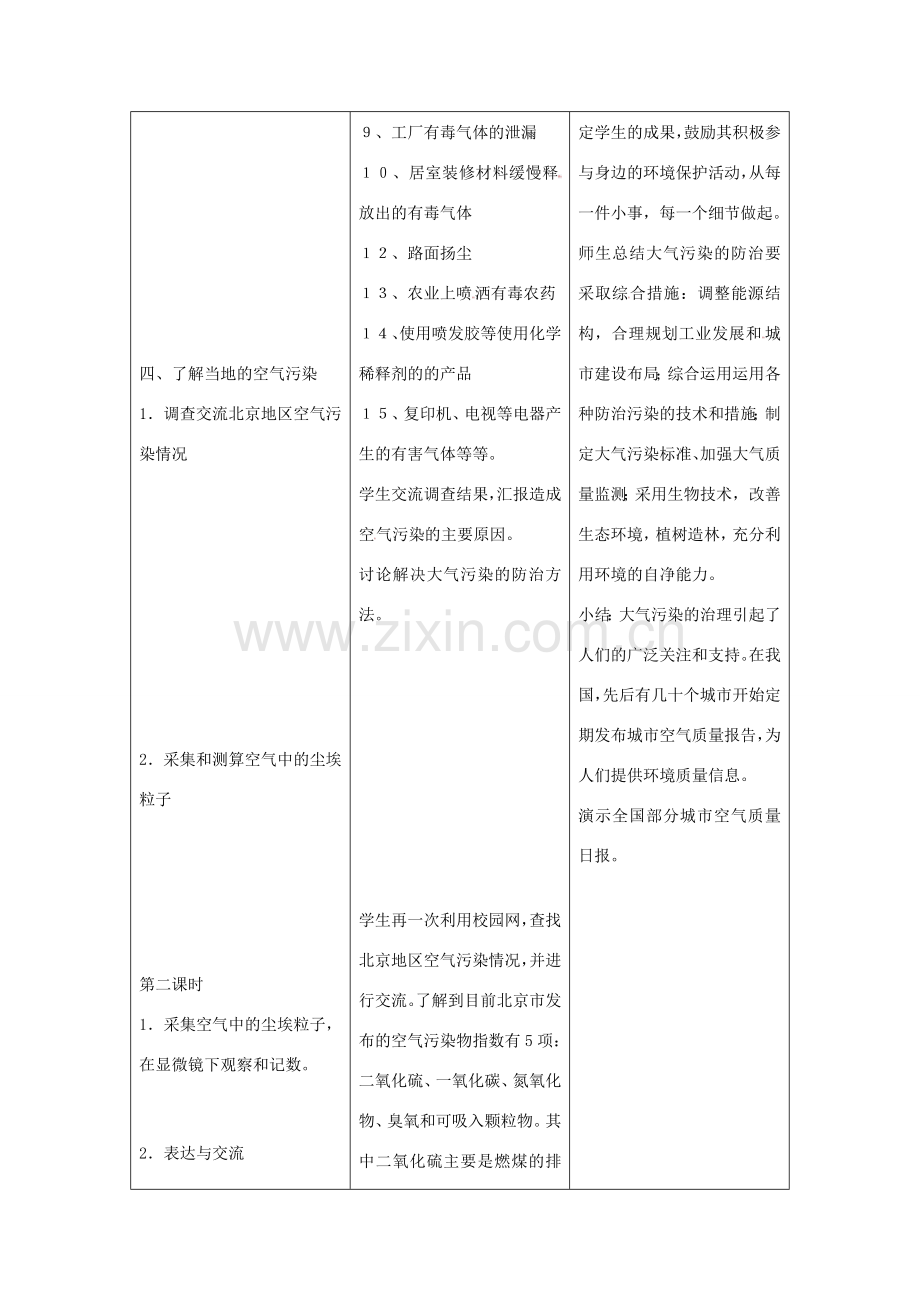 七年级生物上册 4.3.3《生物空气质量与健康》教案 鲁科版五四制-鲁科版初中七年级上册生物教案.doc_第3页