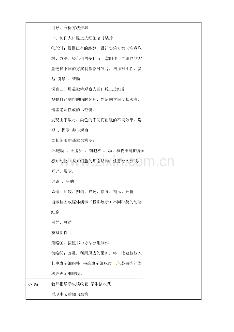 吉林省前郭尔罗斯蒙古族自治县七年级生物上册 2.1.3 动物细胞教案 （新版）新人教版-（新版）新人教版初中七年级上册生物教案.doc_第2页