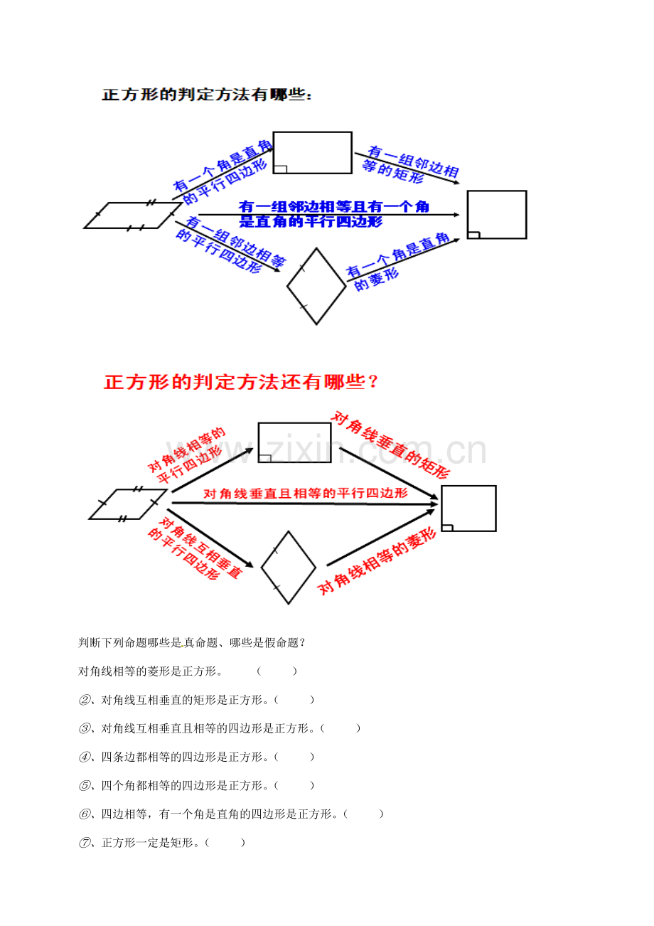 安徽省枞阳县钱桥初级中学八年级数学下册 19.3《矩形 菱形 正方形》正方形的判定教案 （新版）沪科版.doc_第2页