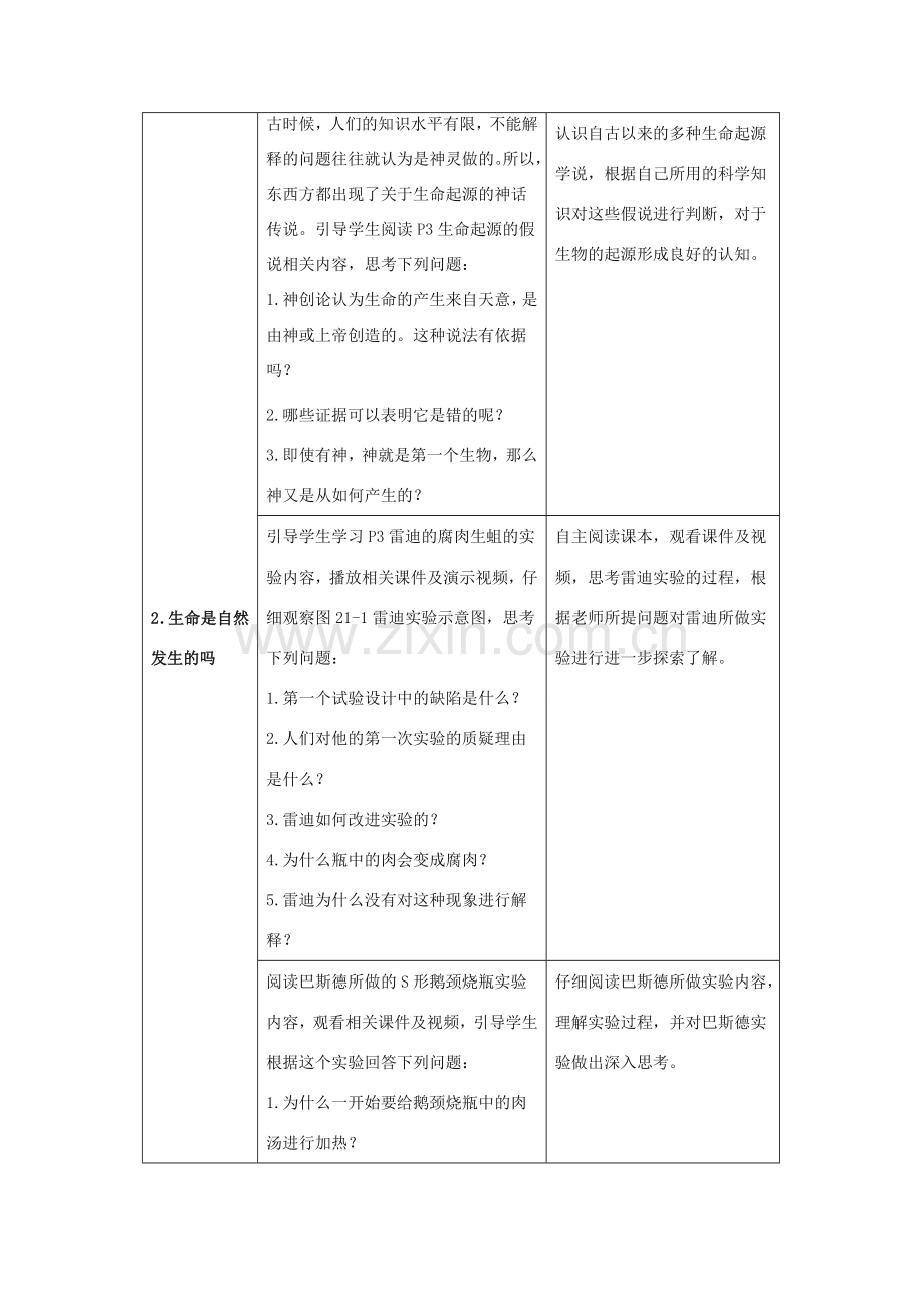 八年级生物下册《21.1 生命的起源》教案 （新版）北师大版.doc_第2页