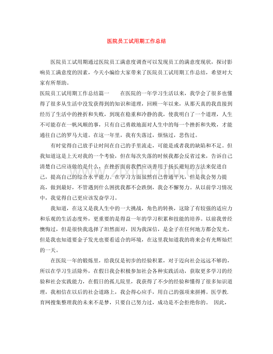 医院员工试用期工作总结.docx_第1页