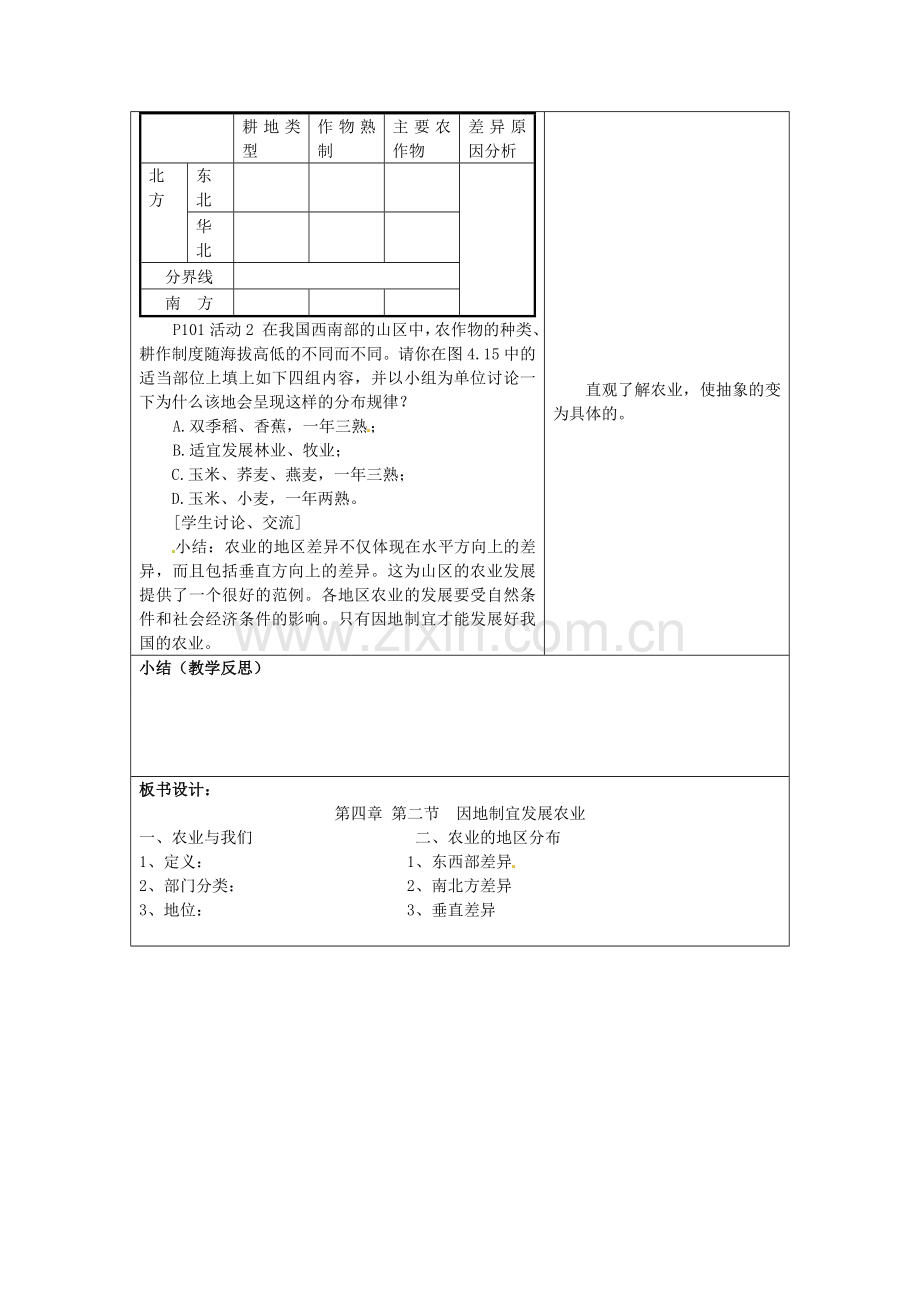 山东省郯城三中八年级地理上册 第4章 第2节《因地制宜发展农业》教案 新人教版.doc_第3页