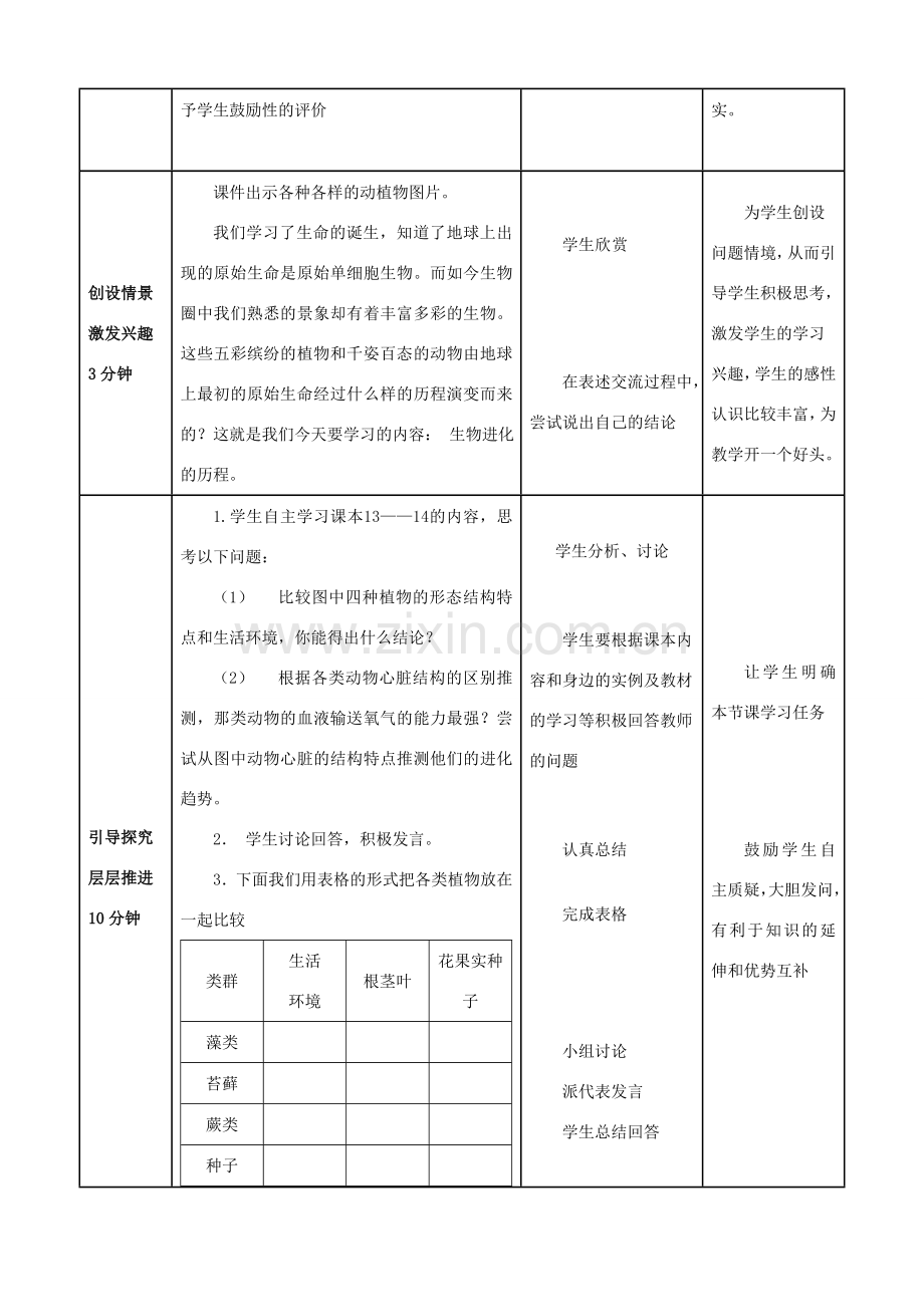 -八年级生物下册 5.1.3 生物进化的历程优秀教案 济南版-济南版初中八年级下册生物教案.doc_第2页