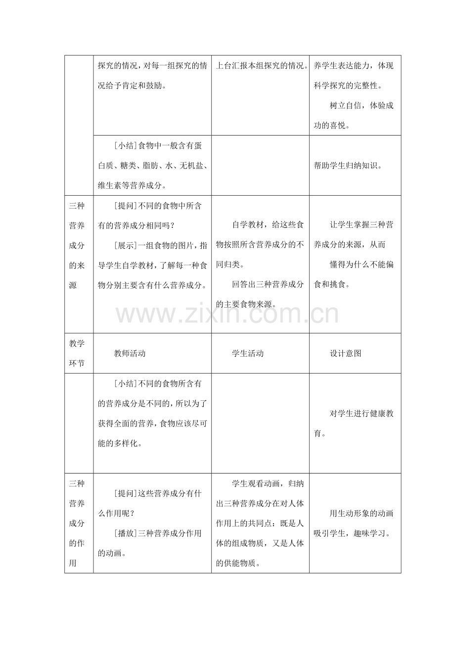 七年级生物下册 第九章 第一节 人体需要的主要营养物质教案2 （新版）苏教版.doc_第3页