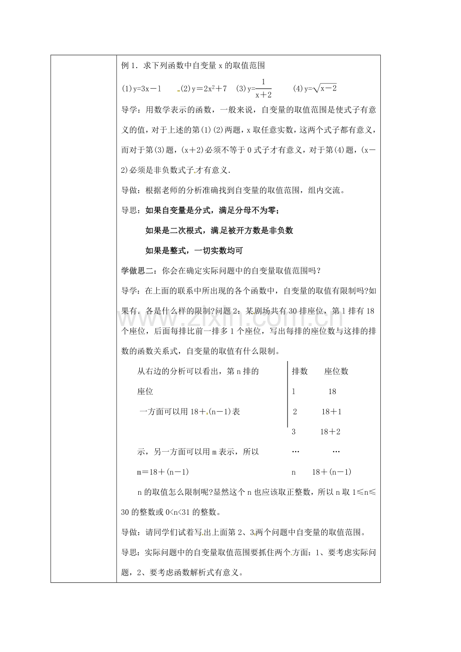 校八年级数学下册 17.1.2 变量与函数教案 （新版）华东师大版-（新版）华东师大版初中八年级下册数学教案.doc_第2页