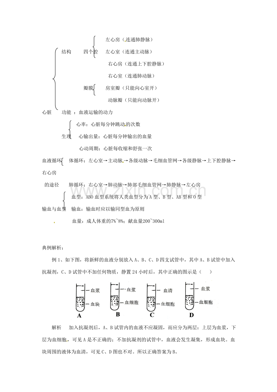 山东省临沂市蒙阴县第四中学七年级生物下册 4.4 人体内物质的运输复习学案 （新版）新人教版.doc_第2页