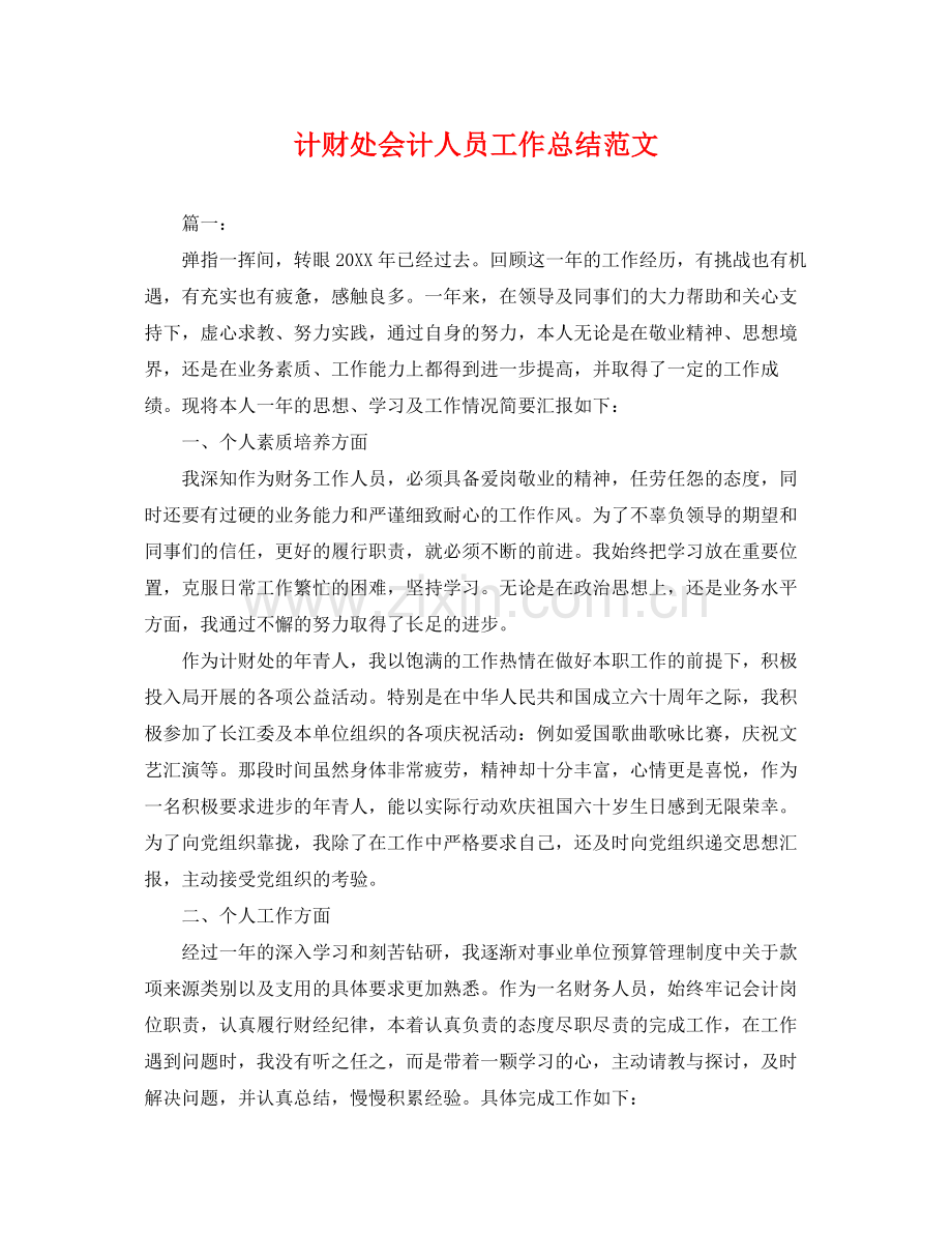 计财处会计人员工作总结范文 .docx_第1页