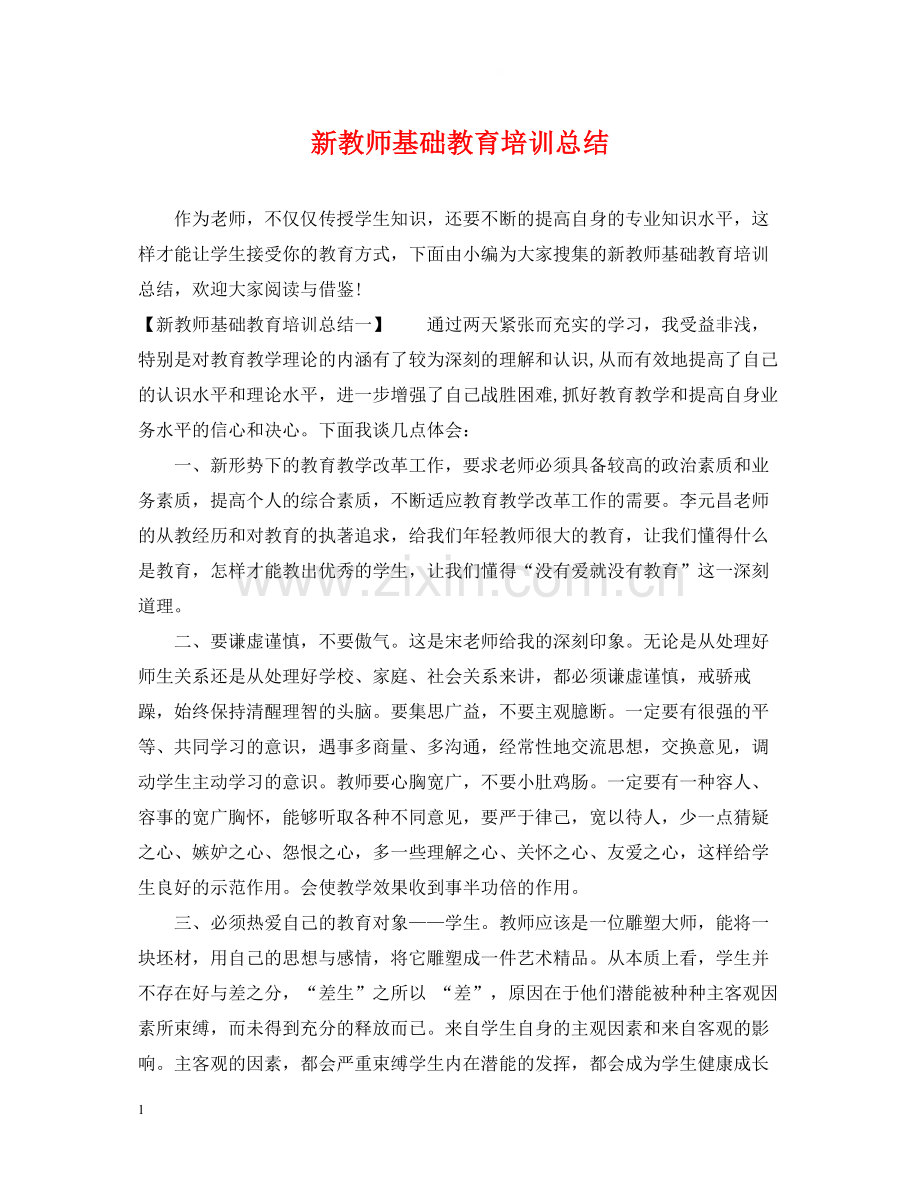 新教师基础教育培训总结.docx_第1页