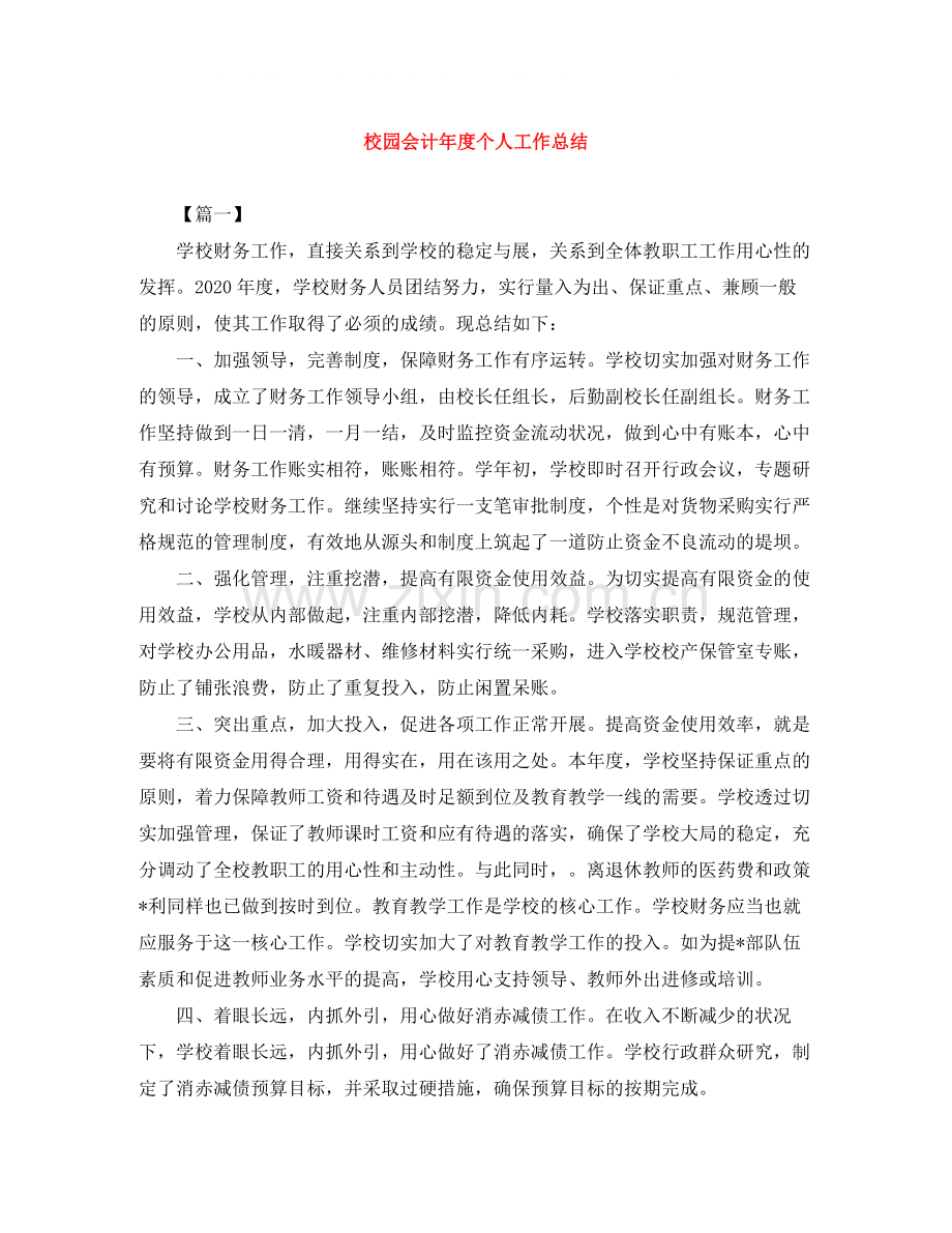 校园会计年度个人工作总结.docx_第1页