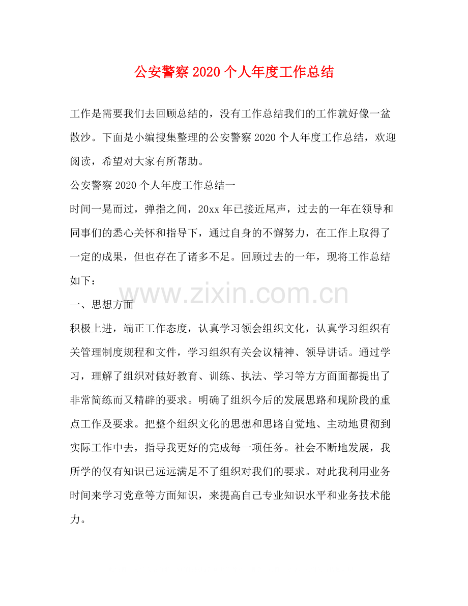 公安警察个人年度工作总结.docx_第1页