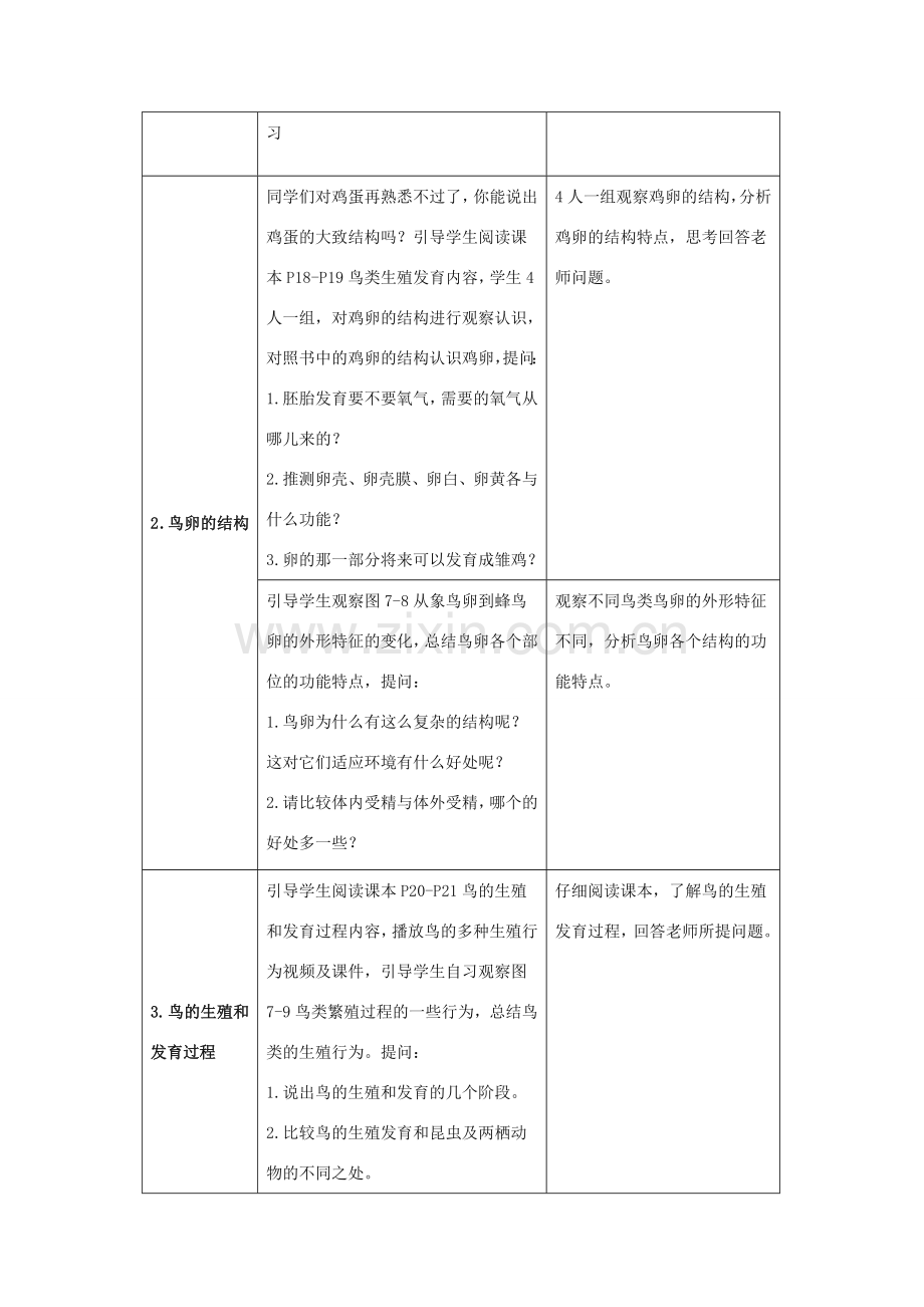 八年级生物下册 7.1.4 鸟的生殖和发育教案 新人教版.doc_第2页