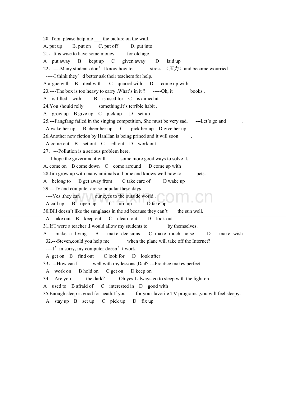 中考英语动词短语练习.doc_第2页