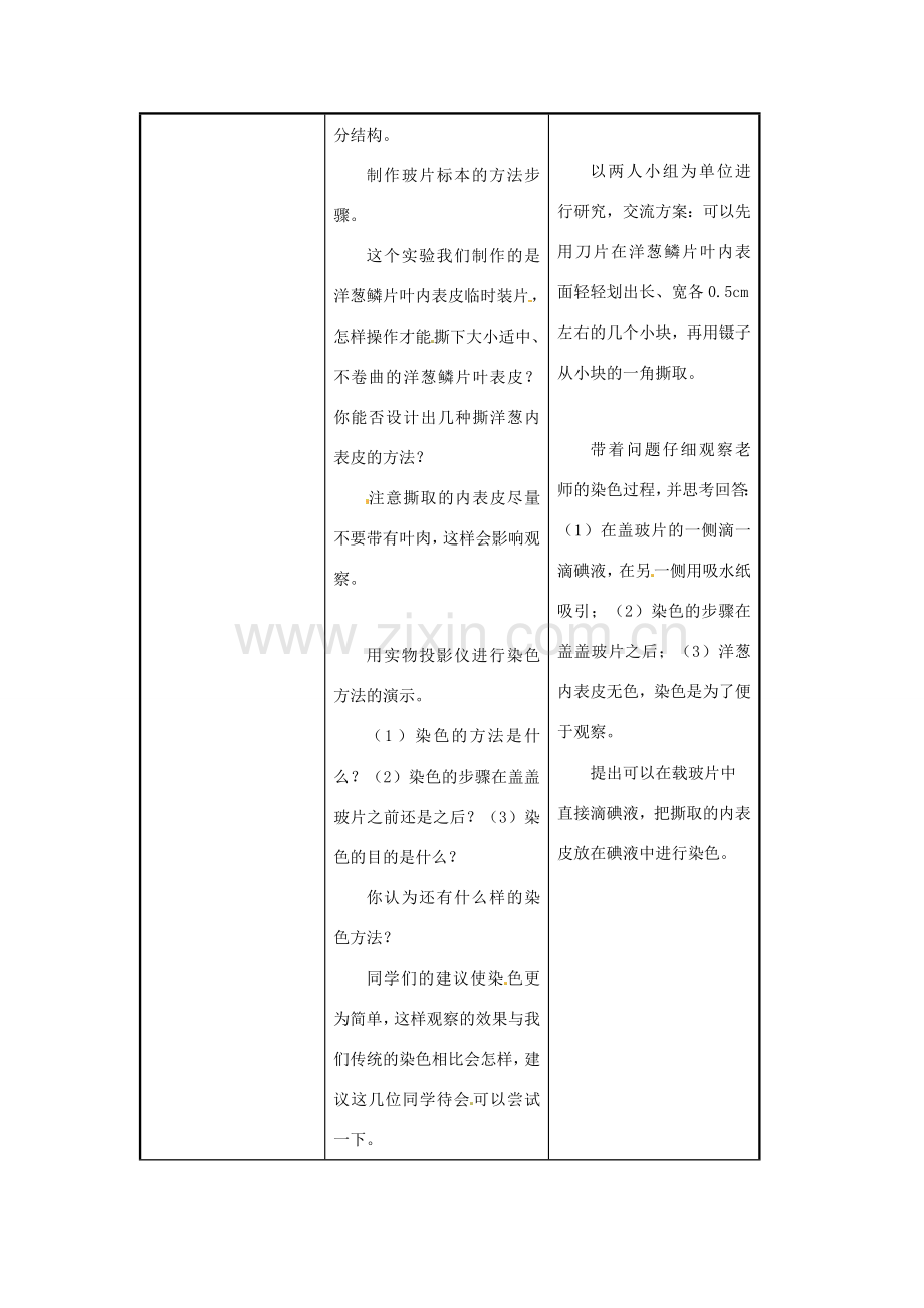 七年级生物上册 第一单元 第二章 第一节 细胞的结构和功能教学设计 （新版）济南版-（新版）济南版初中七年级上册生物教案.doc_第3页