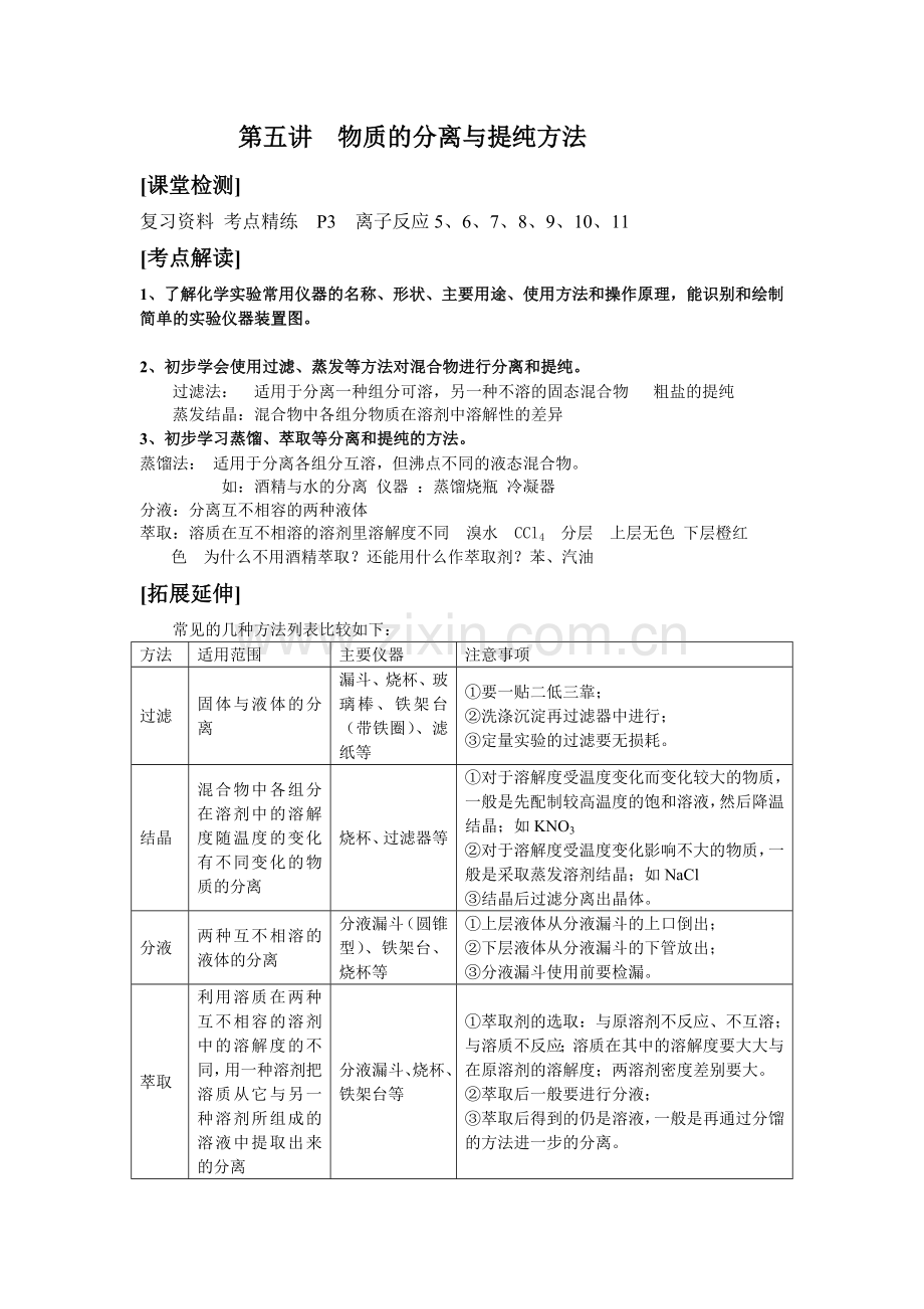 第五讲物质分离及提纯方法.doc_第1页