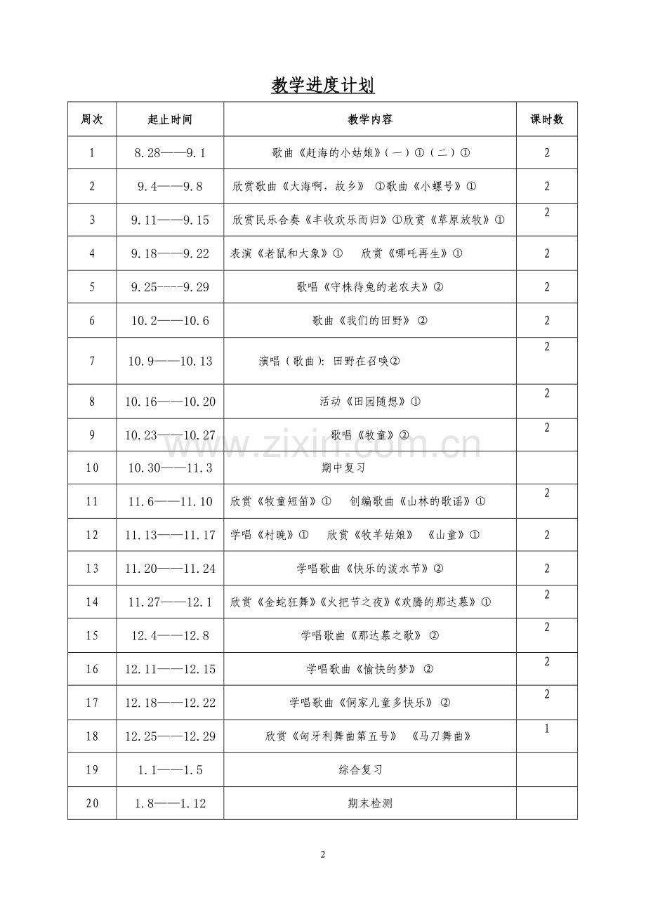 人教版小学四年级上册音乐教案 全册.doc_第2页