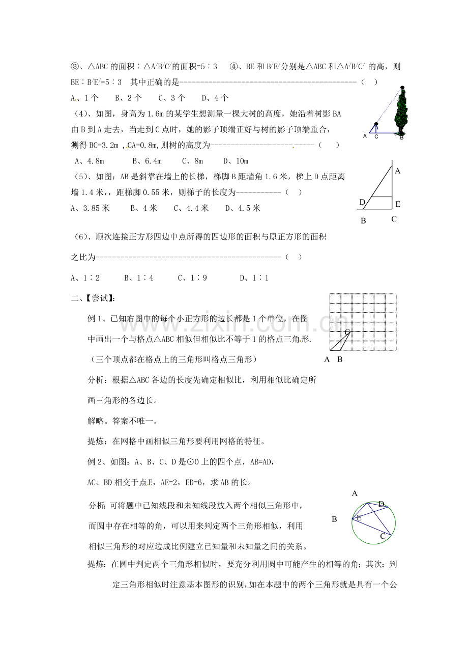 山东省日照市东港实验学校九年级数学总复习 第24课时 相似形（2）教案 新人教版.doc_第2页