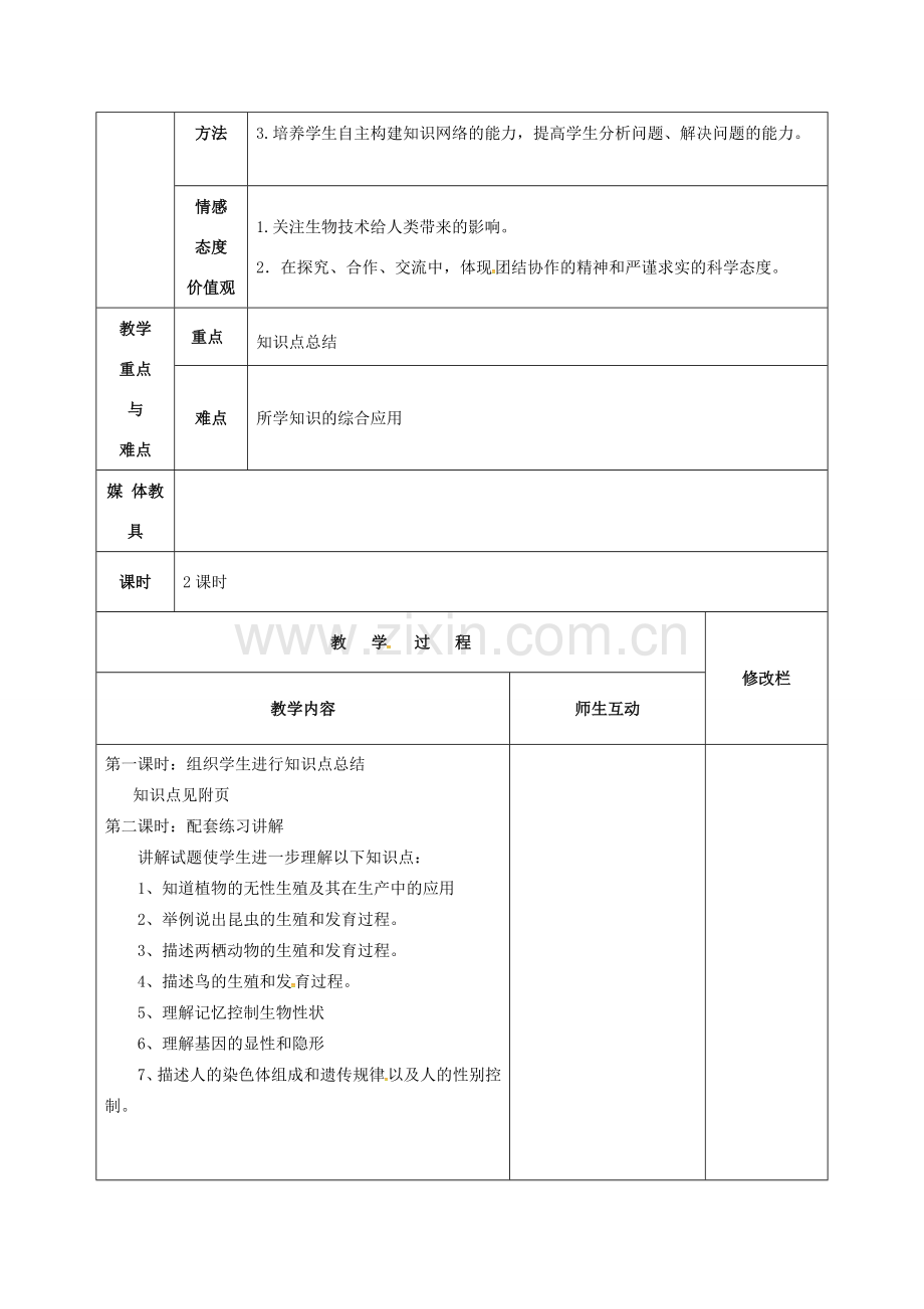 八年级生物下册 第9周《期中复习》教案 新人教版-新人教版初中八年级下册生物教案.doc_第2页